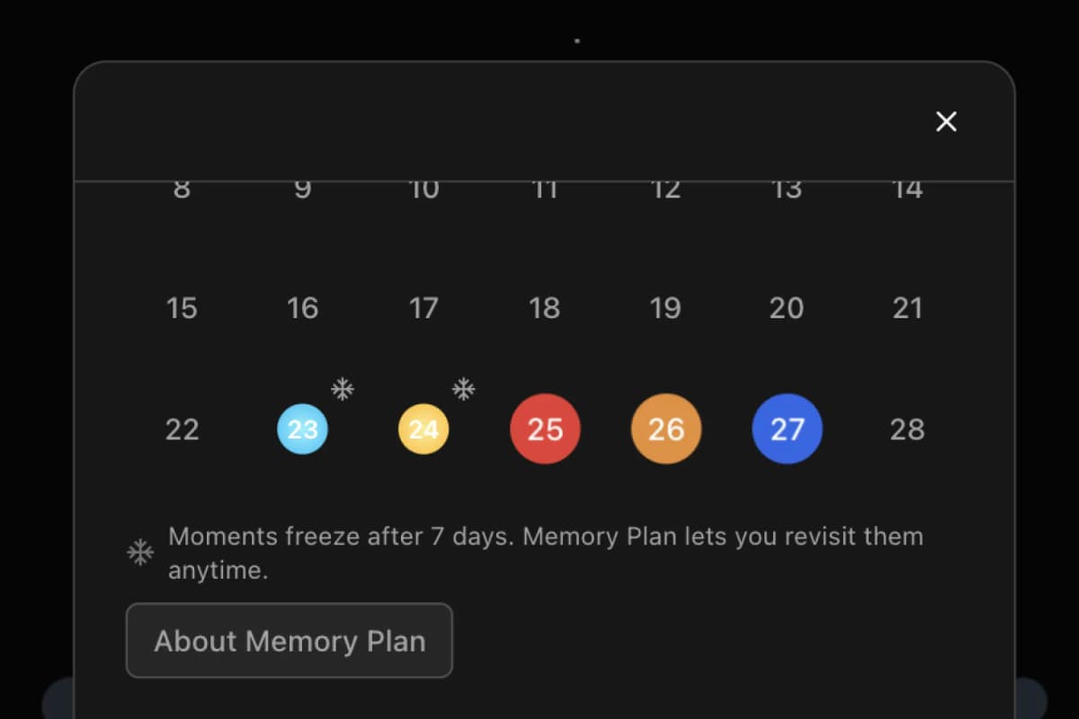 Spheres calendar grid - patterns over time